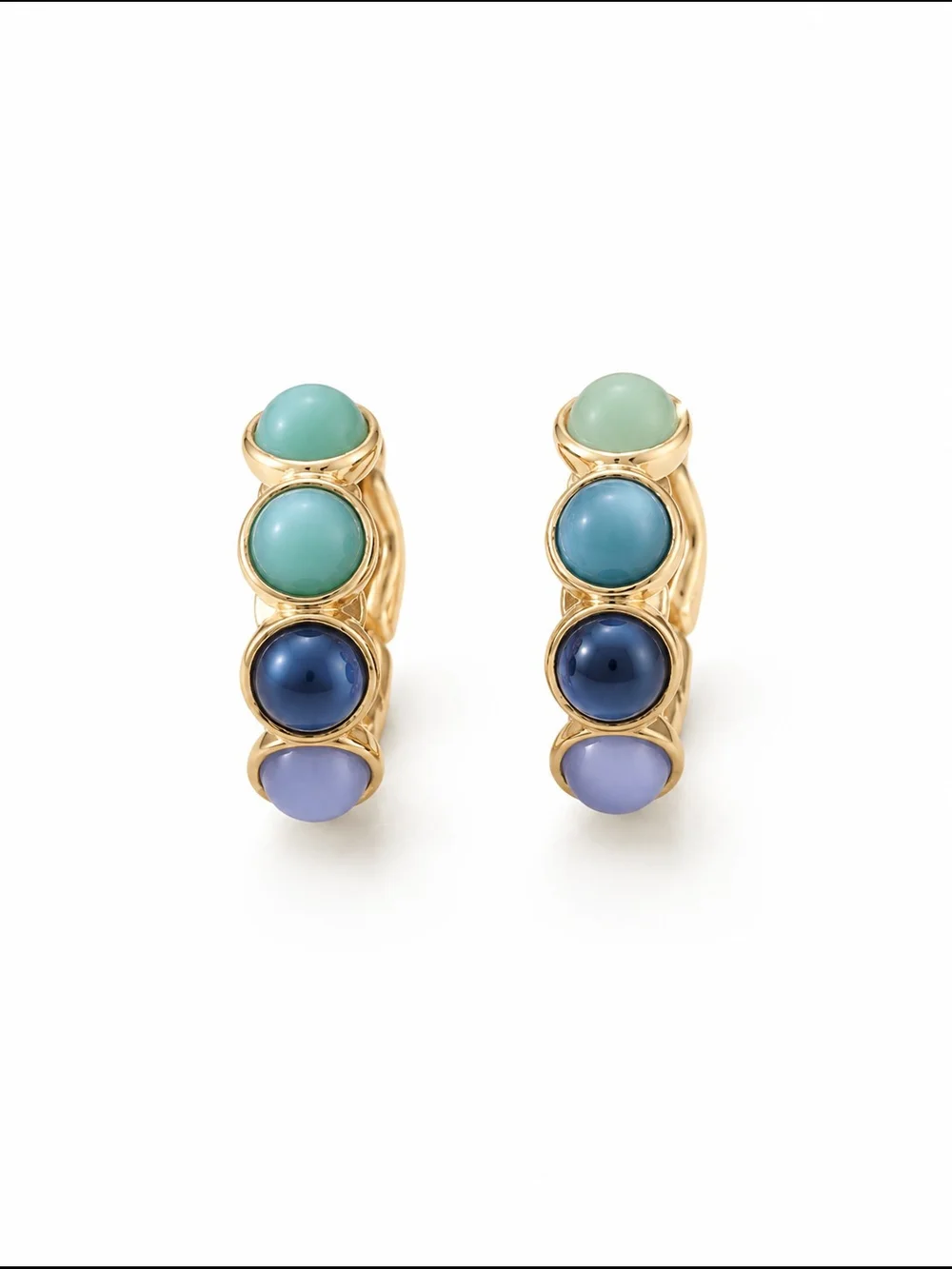 Gold-Tone Blue & Green Multi-Stone Statement Necklace Bracelet And Earrings Set